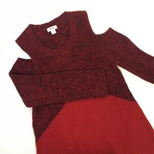 NWT Style & Co Red black cold shoulder sweater L